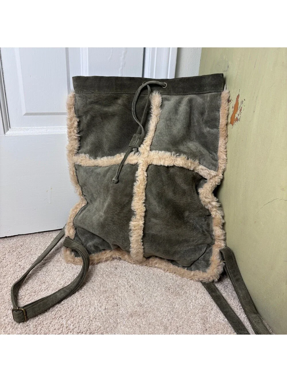 Green Suede Wilsons Leather Flat Backpack